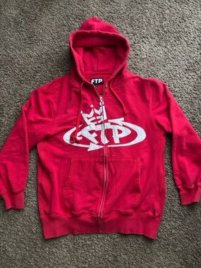 FTP nation Full Zip Hoodie Red Crown Logo Streetwear Size M (F**kThePopulation)